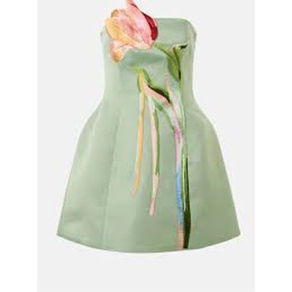 LEO LIN Rayna Appliqué Bustier Maxi Dress in Juniper Green